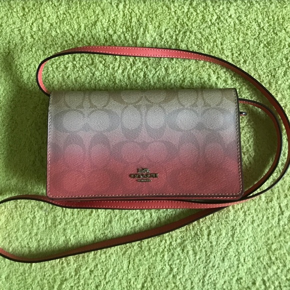 Coach Signature Leather Crossbody Mini Convertible Clutch Bag - Picture 1 of 14